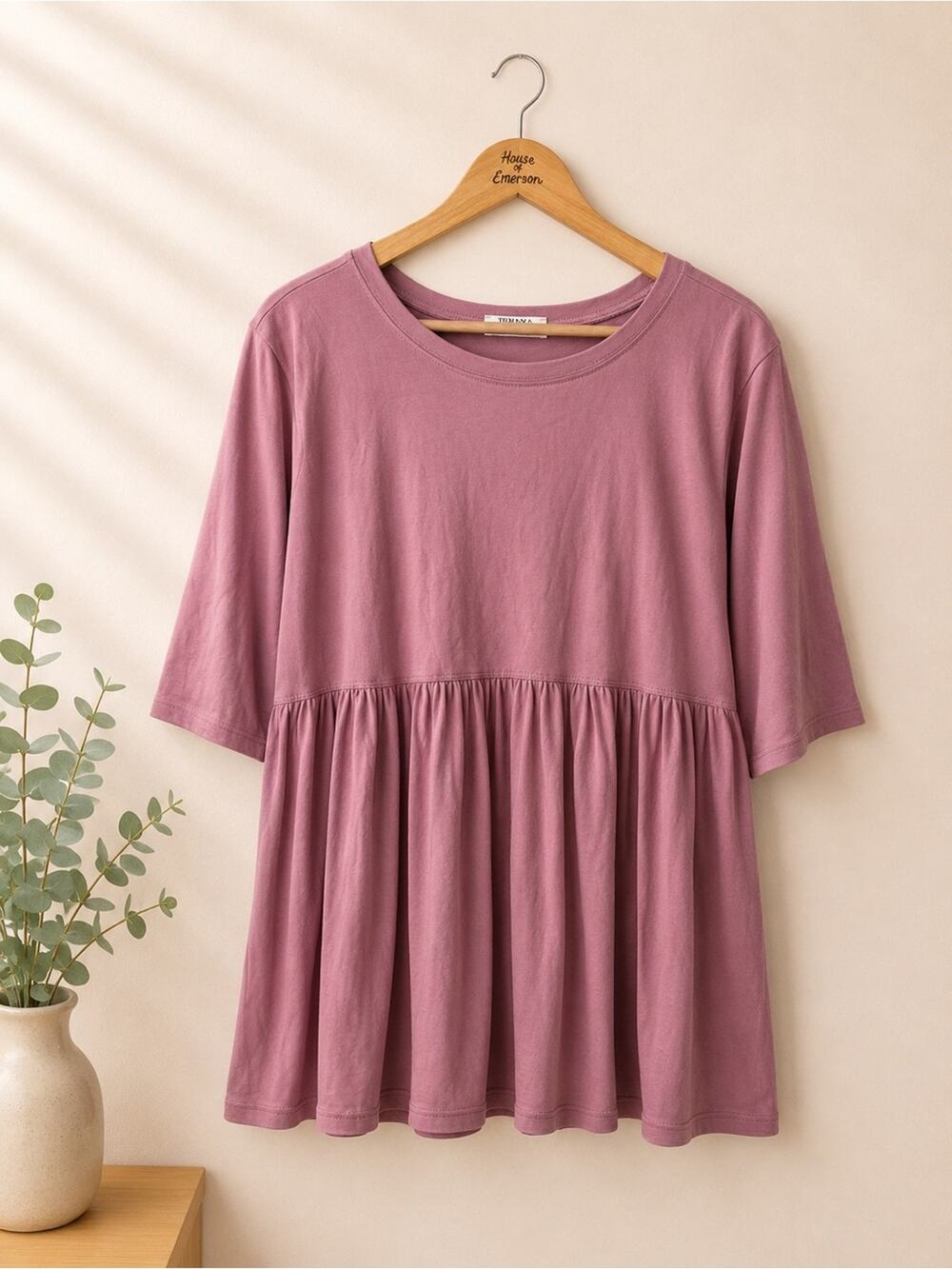 Zenana Dusty Mauve Babydoll Top Size XL